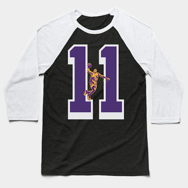 lakers number 11 Baseball T-Shirt by Basketball-Number